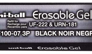 uni ball uf 220 pack de 3 recambios de gel borrable urr 100 07 punta 0.7mm color negro