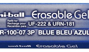 uni ball uf 220 pack de 3 recambios de gel borrable urr 100 07 punta 0.7mm color azul