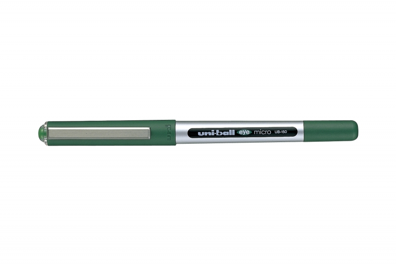 uni ball eye micro ub 150 boligrafo de tinta liquida punta de bola 0.5mm tinta resistente al agua y luz sistema de control de tinta color verde