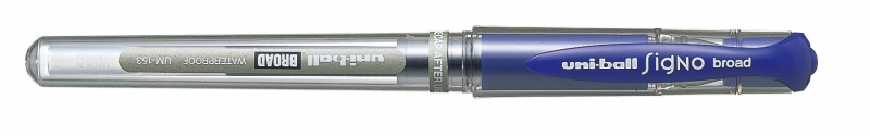 uni ball signo broad um 153 roller de tinta gel punta de bola 1mm trazo estilografico sujecion de caucho color azul
