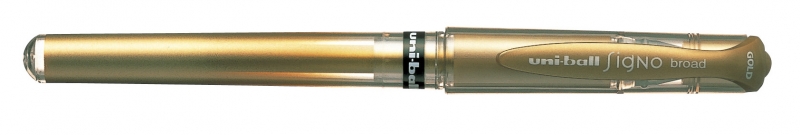 uni ball signo broad um 153 roller de tinta gel punta de bola 1mm trazo estilo pluma sujecion de caucho color oro