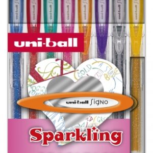 uni ball um 120 sp signo sparkling pack de 8 boligrafos de tinta gel punta de bola 1mm tinta pigmentada resistente al agua y luz colores efecto purpurina surtidos