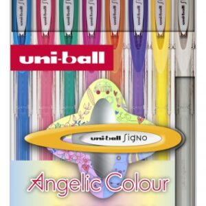 uni ball signo angelic pack de 8 rollers de tinta gel punta de bola 0.7mm tinta resistente al agua y luz escribe en papel negro y blanco colores surtidos