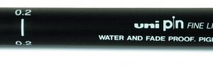 uni ball pin02 200(s) rotulador calibrado punta poliacetal 0.2mm tinta pigmentada resistente al agua y luz ideal para dibujo profesional y escritura color negro