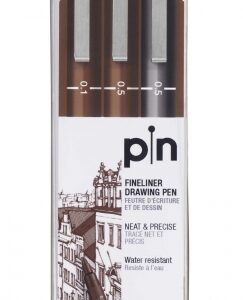 uni ball uni pin pack de 3 rotuladores calibrados 0.1, 0.5 punta poliacetal tinta pigmentada resistente al agua y luz ideal para dibujo profesional y escritura colores negro y sepia