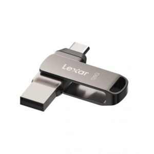 lexar d400 jumpdrive dual drive memoria usb 3.1 type c 128gb transferencias rapidas hasta 130mb/s compatible con usb type c y type a diseño metalico giratorio color gris