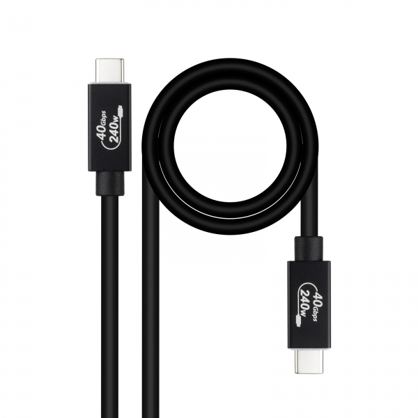 nanocable cable usb 4 gen 3x2 40gbps 5a/240w usb c/m usb c/m 1m color negro