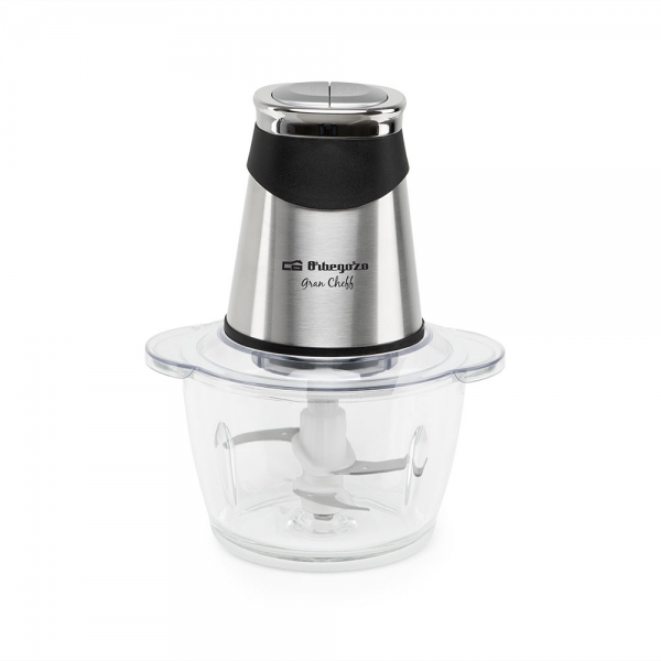 orbegozo mc 4650 picadora de alimentos 500w recipiente de cristal con capacidad 1.2l 4 cuchillas de acero inoxidable y 2 niveles de potencia apta para picar hielo
