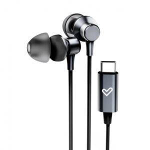 energy sistem metallized auriculares con cable tipo c microfono controlador de 3 botones funda de transporte color negro
