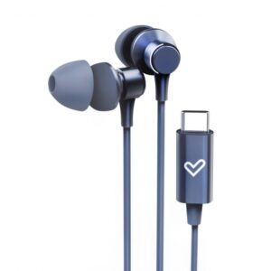 energy sistem metallized auriculares con cable tipo c microfono controlador de 3 botones funda de transporte color azul