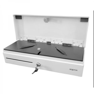 approx cajon portamonedas electrico compacto 14 compartimentos apertura manual y automatica conexion rj11 color blanco