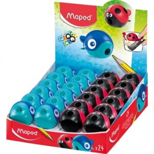 maped croc croc sacapuntas de 1 orificio con deposito divertidos diseños de mariquita y ballena