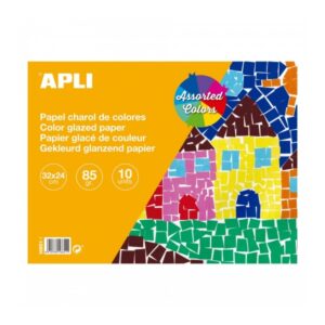 apli bloc con 10 hojas de papel de charol 85gr ideal para manualidades, scrapbooking, papiroflexia colores surtidos