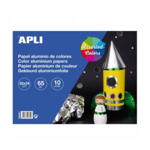 apli bloc de papel de aluminio ideal para manualidades y scrapbooking 10 hojas colores surtidos