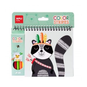 apli bloc de espiral de dibujos trazos de colores 24 paginas con 6 diseños de animales incluye 5 rotuladores estimula concentracion y creatividad ideal para viajes