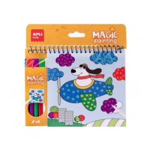 apli bloc de espiral de dibujos coloreado magico 24 paginas con 6 diseños de animales incluye 5 rotuladores estimula concentracion y creatividad ideal para viajes