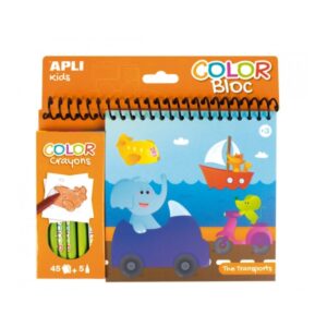 apli bloc de dibujos de transportes con ceras ilustrado por isabelle nicolle 45 paginas 5 ceras de colores ideal para viajes alto valor didactico estimula creatividad y concentracion