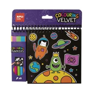 apli bloc de dibujos de terciopelo negro incluye 5 rotuladores 6 laminas ideal para viajes estimula creatividad y concentracion