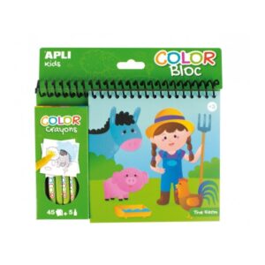 apli bloc de dibujos de la granja con ceras ilustrado por isabelle nicolle 45 paginas 5 ceras de colores ideal para viajes alto valor didactico estimula creatividad y concentracion