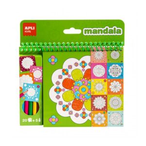apli bloc de dibujos con mandalas y lapices de colores 20 paginas 5 lapices ideal para viajes estimula creatividad y concentracion