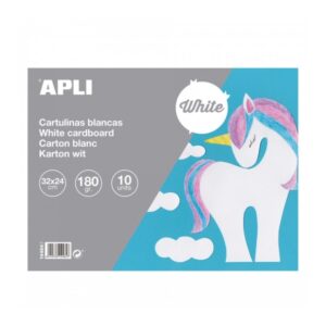 apli bloc de 10 cartulinas 170gr ideal para manualidades, lettering, scrapbooking, papiroflexia libre de acidos uso escolar color blanco
