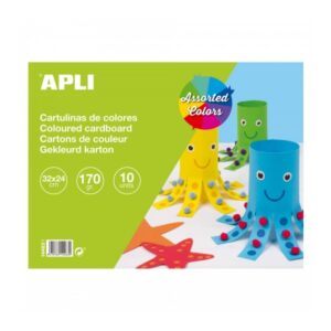 apli bloc de 10 cartulinas 170gr libre de acidos ideal para manualidades y uso escolar colores surtidos