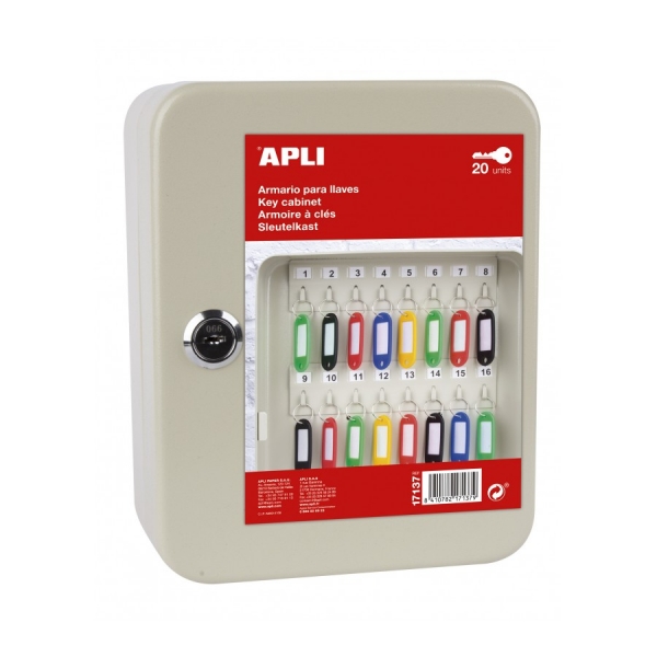 apli armario porta llaves con cierre 20 posiciones ideal para oficinas y almacenes organizacion y acceso facil no incluye llaveros color blanco