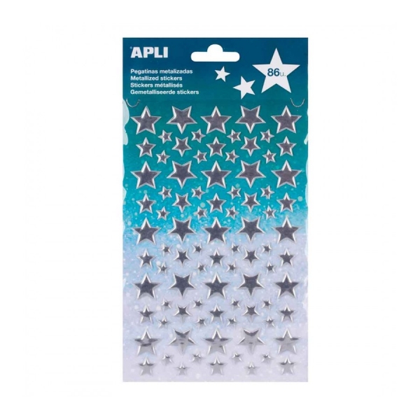 apli bolsa de pegatinas estrella plata metalizado adhesivo permanente ideal para scrapbooking decoracion versatil estimula creatividad infantil color plata