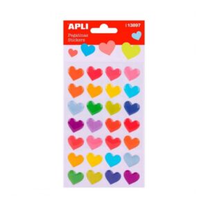 apli bolsa de pegatinas en forma de corazones estampados de colores acabado fieltro adhesivo permanente estimula creatividad y psicomotricidad infantil