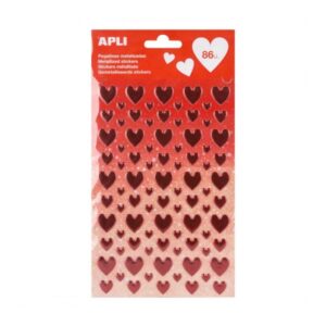 apli bolsa de pegatinas en forma de corazon diferentes tamaños acabado epoxy adhesivo permanente estimula creatividad y psicomotricidad infantil color rojo