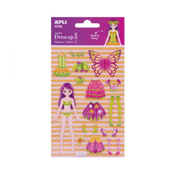 apli bolsa de pegatinas dress up 3d annie adhesivos removibles escenario incluido fomenta la creatividad y la coordinacion ideal para aprender jugando