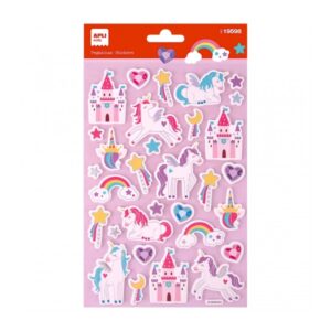apli bolsa de pegatinas de unicornios adhesivo permanente decoracion de libros y carpetas estimula creatividad y psicomotricidad fina