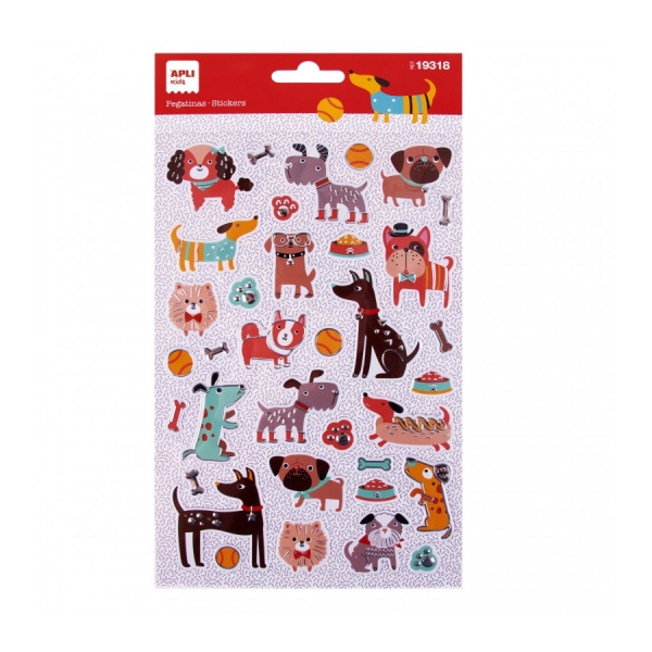 apli bolsa de pegatinas de perritos relieve detalles metalizados adhesivo permanente ideal para scrapbooking y decoracion estimula creatividad y psicomotricidad infantil