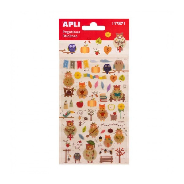 apli bolsa de pegatinas de otoño acabado epoxy adhesivo permanente ideal para scrapbooking y decoracion fomenta creatividad y psicomotricidad infantil
