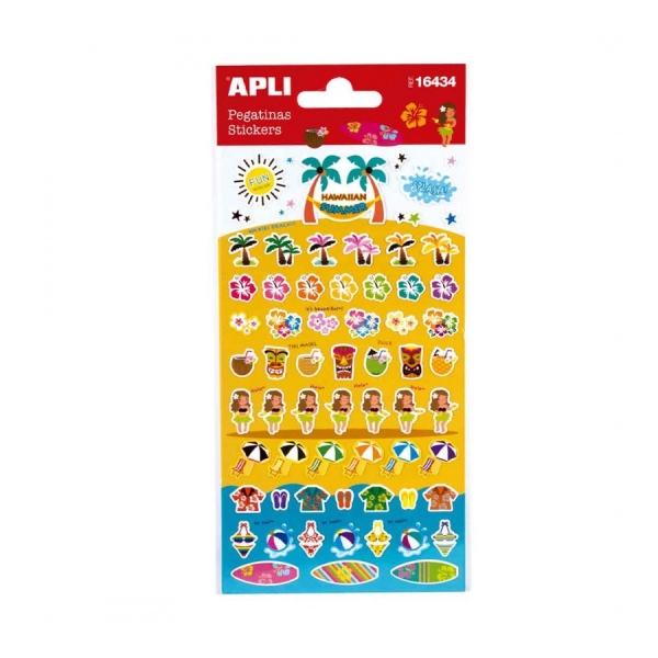 apli bolsa de pegatinas de hawai acabado mate adhesivo permanente fomenta creatividad y psicomotricidad en niños