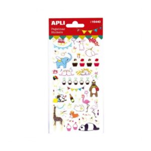 apli bolsa de pegatinas de fiesta animales y guirnaldas brillantes adhesivo permanente ideal para scrapbooking y decoracion estimula creatividad y psicomotricidad infantil