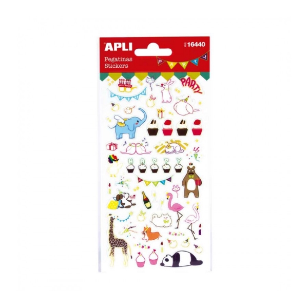 apli bolsa de pegatinas de fiesta animales y guirnaldas brillantes adhesivo permanente ideal para scrapbooking y decoracion estimula creatividad y psicomotricidad infantil