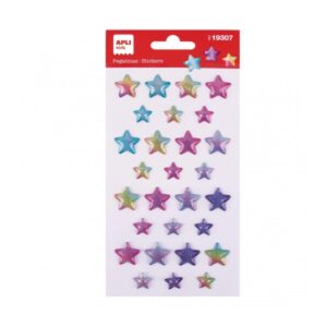 apli bolsa de pegatinas de estrellas tornasol relieve efecto metalizado adhesivo permanente ideal para scrapbooking y decoracion estimula creatividad y psicomotricidad infantil