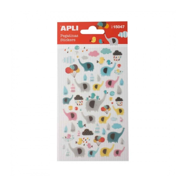 apli bolsa de pegatinas de elefantes acabado epoxy adhesivo permanente ideal para scrapbooking y decoracion fomenta creatividad y psicomotricidad infantil