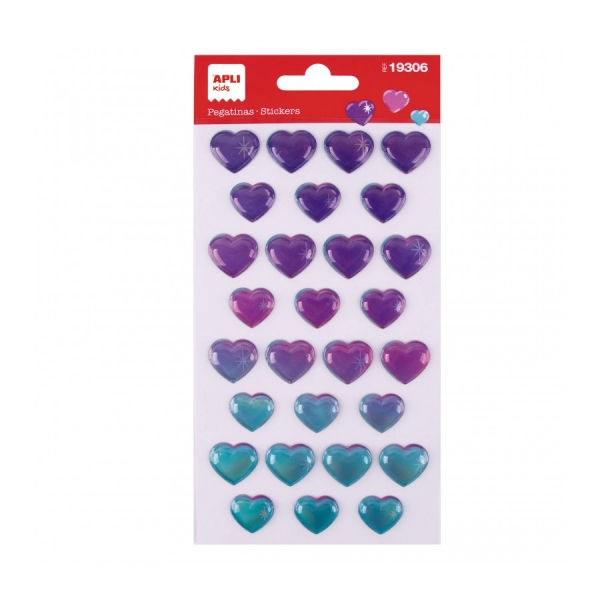 apli bolsa de pegatinas de corazones tornasol relieve efecto metalizado adhesivo permanente ideal para scrapbooking y decoracion estimula creatividad y psicomotricidad infantil