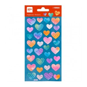 apli bolsa de pegatinas corazones holograficos adhesivo permanente decoracion de albumes y tarjetas estimula creatividad y psicomotricidad en niños