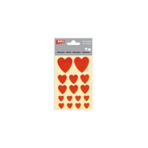 apli bolsa de pegatinas con corazones adhesivo permanente tamaños surtidos 3 hojas (48 pegatinas) ideal para decorar, tarjetas y regalos color rojo