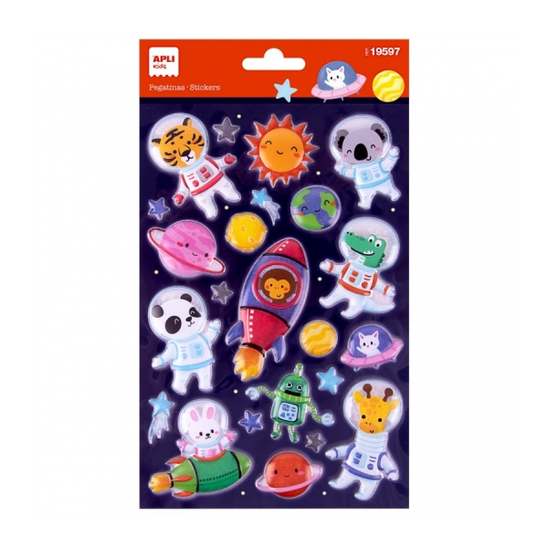 apli bolsa de pegatinas animales del espacio adhesivo permanente estimula creatividad y psicomotricidad fina en niños pequeños