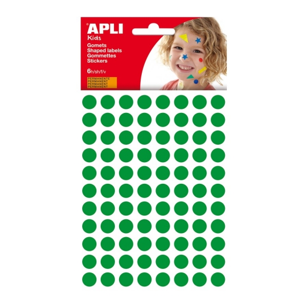 apli bolsa de gomets redondos adhesivo permanente 528 gomets desarrollo psicomotor adhesivo base agua libre de disolventes color verde