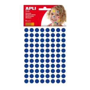 apli bolsa de gomets redondos Ø 10.5mm adhesivo permanente 528 gomets desarrolla psicomotricidad y creatividad adhesivo base agua libre de disolventes color azul