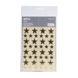 apli bolsa de gomets en forma de estrella adhesivo permanente adhesivo base agua libre de disolventes color oro