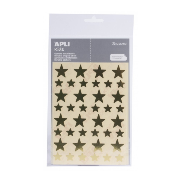 apli bolsa de gomets en forma de estrella adhesivo permanente adhesivo base agua libre de disolventes color oro
