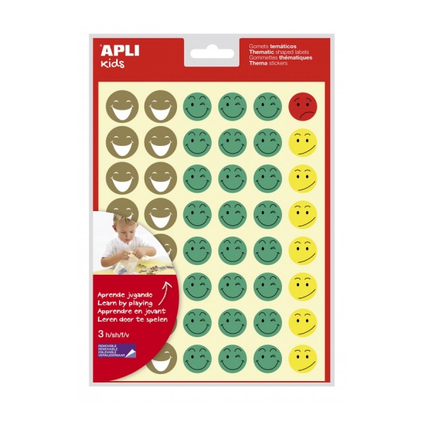 apli bolsa de 144 gomets cara feliz adhesivo removible 4 estilos de caras fomenta motivacion y expresion alta calidad y seguridad colores surtidos