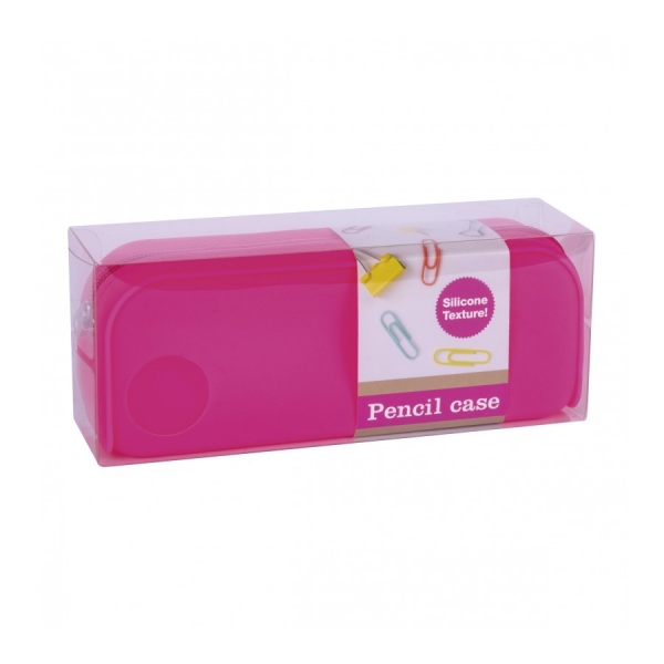 apli estuche de silicona fluor collection tacto suave cremallera flexible y moldeable resistente al agua facil de limpiar color rosa fluorescente