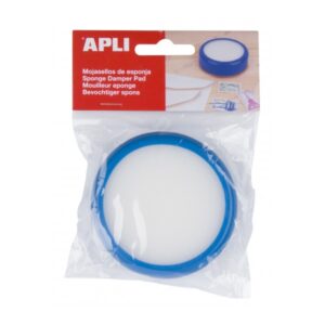 apli esponja mojasellos ideal para pegar sellos pasar paginas contar billetes abrir bolsas uso en bancos, oficinas, supermercados y estancos color azul